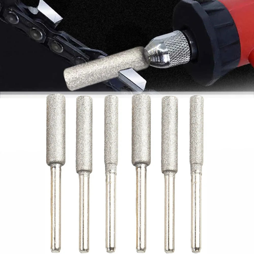 6pcs/set Silver Chainsaw Sharpeners 4mm /4.8mm/ 5.5mm Burr Chainsaw Head For Sharpening Polishing Engraving Grinding Tool Qme Default Title