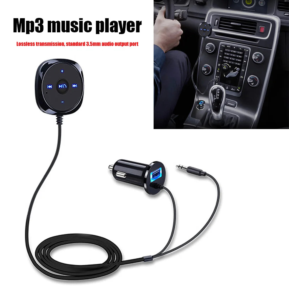 Car Bluetooth-compatible Audio Receiver 3.5mm AUX Handsfree Audio Music Receiver Adapter Auto Accessories for Smartphone Tablet Qme