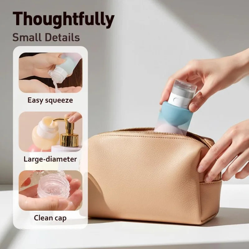 Premium Silicone Travel Dispenser Bottle Leak Proof Refillable Qme