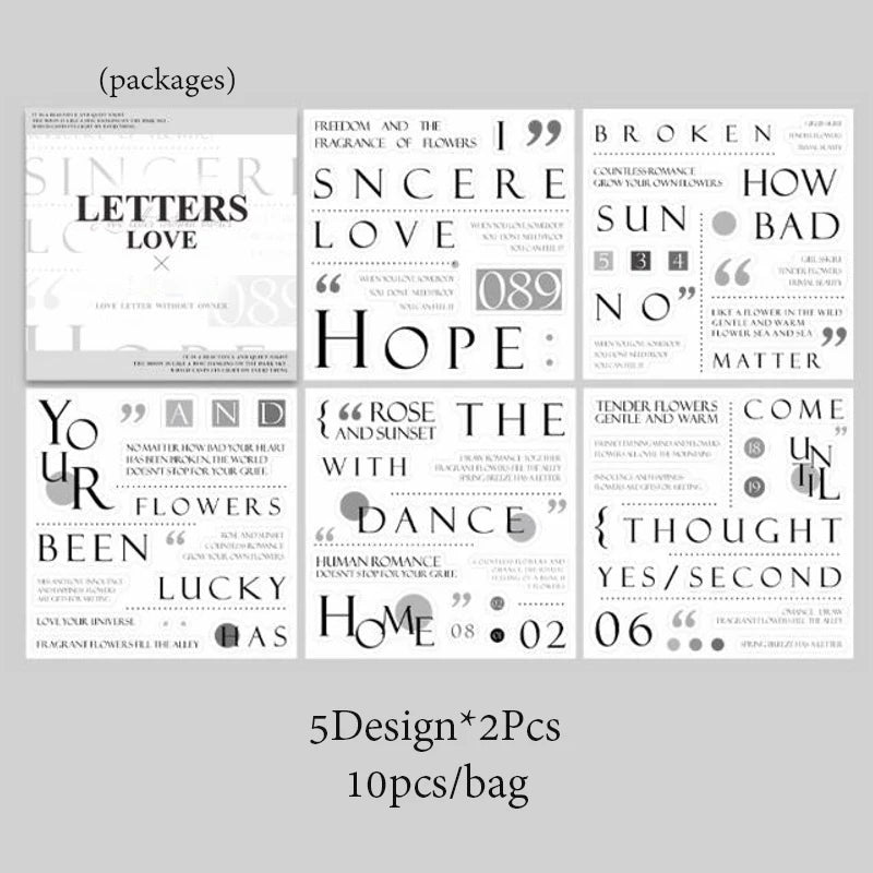 Sticker Book 10pcs/bag Art Alphabet Sticker Book Minimalist Fashion Style Stickers DIY & Scrapbook Diary Decorative Sticker Book Qme 6