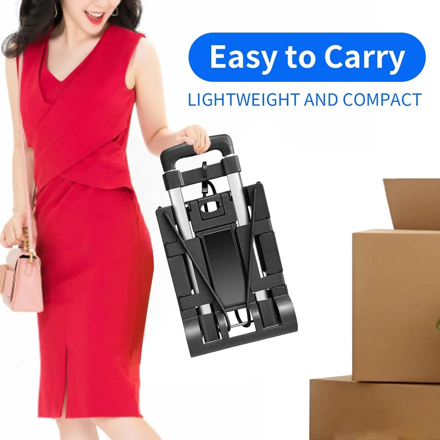 Aluminum Folding Hand Trucks,Small Folding Hand Truck Dolly with 2 Wheels,Collapsible Cart Portable Dolly,Duty Moving Dolly Qme