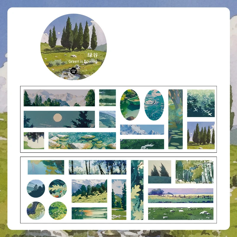 6*200cm Landscaping Washi Tape Meeting Mountains and Seas Creative DIY Journal Scrapbooking Masking Tapes Aesthetic Stationery Qme B2