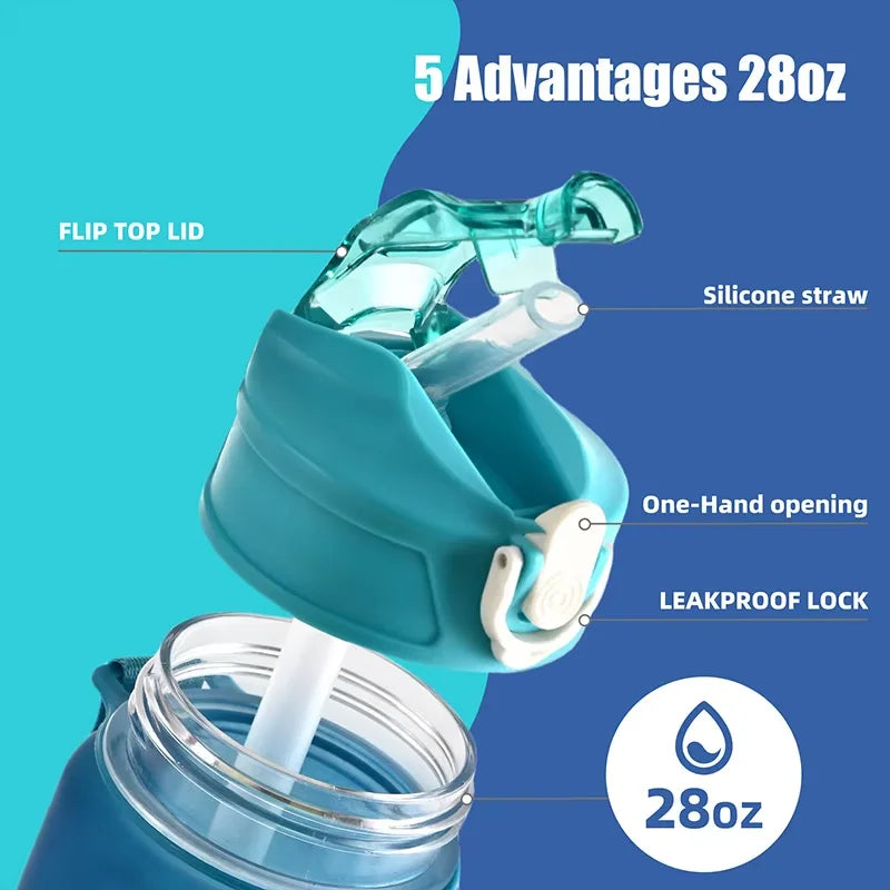 800ml Large Capacity Sports Water Bottle Leak Proof Colorful Plastic Cup Drinking Outdoor Travel Portable Gym Fitness Jugs Qme