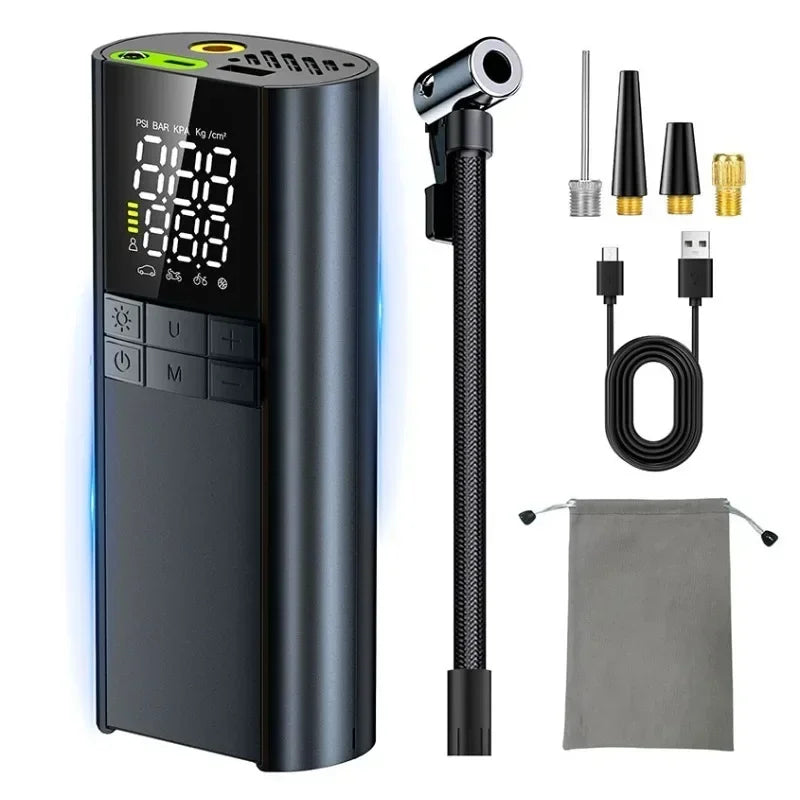 Tire Inflator Portable Air Compressor - 150PSI with Tire Pressure Gauge,8000mAh & 3X Faster Portable Air Pump for Car Accessory Qme T8