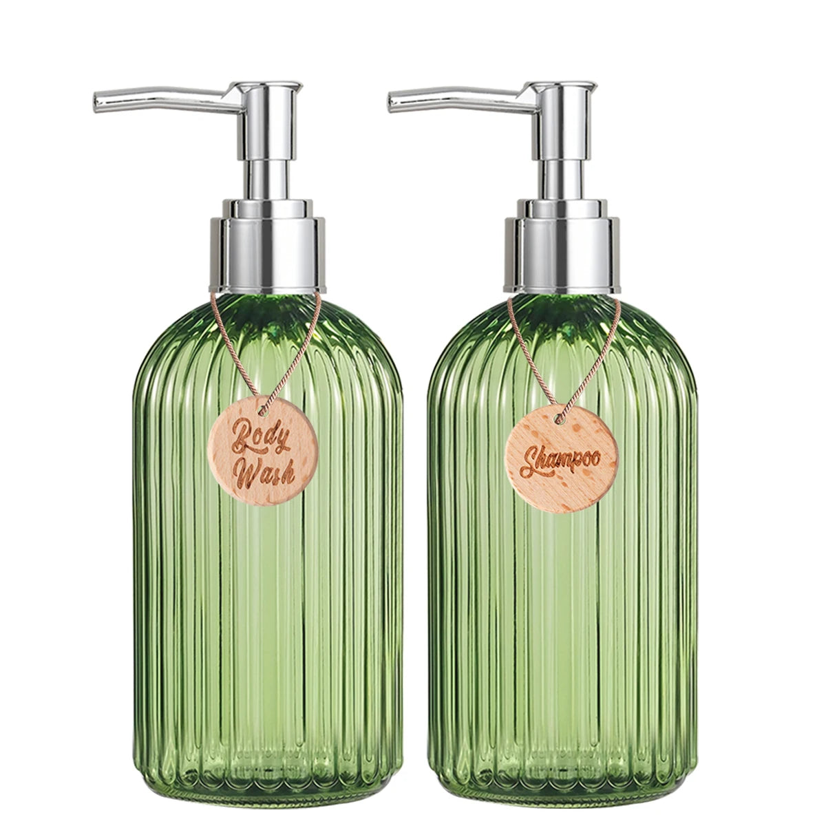 Shampoo Dispenser-Refillable Shampoo and Conditioner Bottles, Modern Shampoo Bottles for Shower Soap Empty Shampoo Bottles Qme set of 2-A
