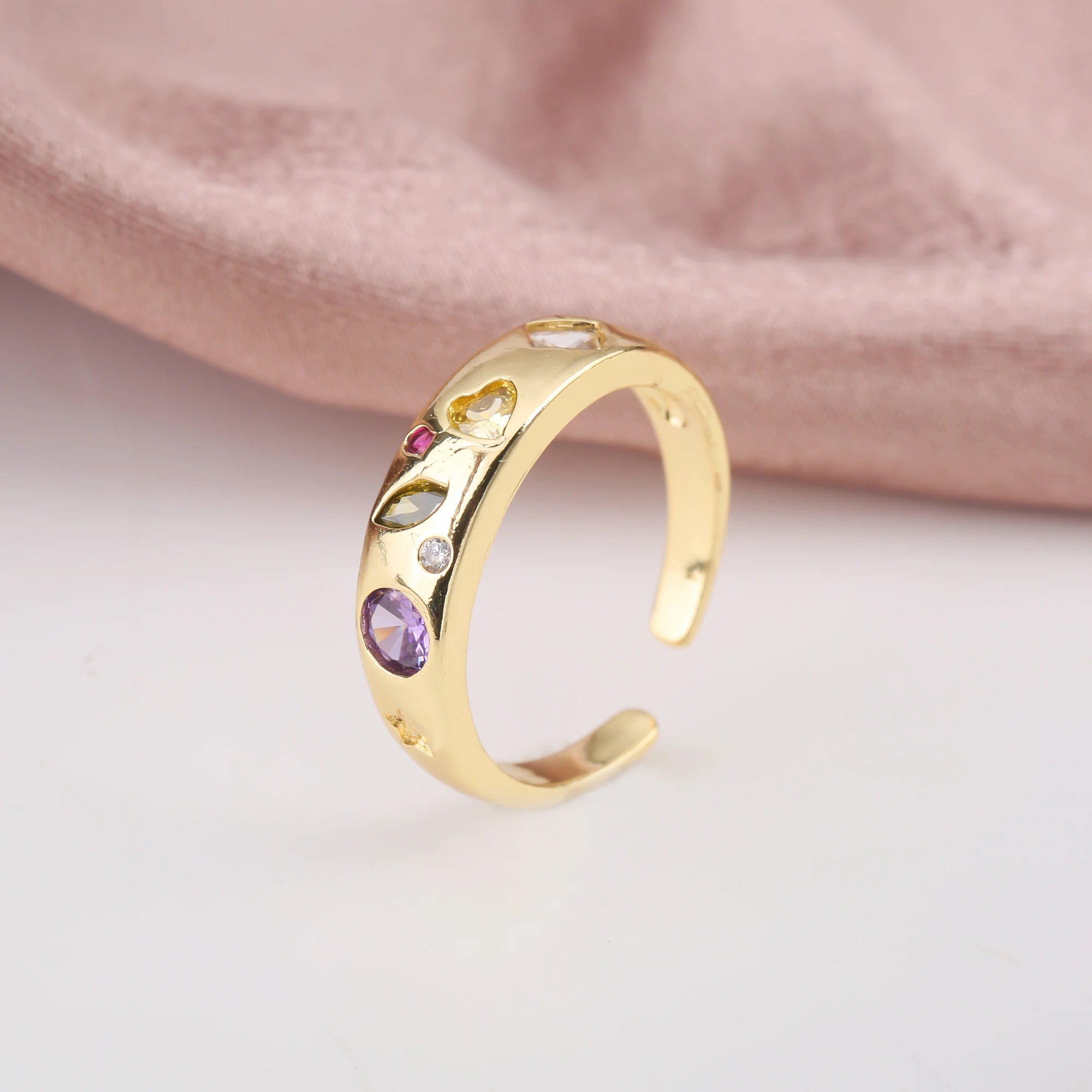 Fashion Geometric Shiny Cubic Zirconia Glamour Woman Adjustable Ring Personalized for Party Daily Wear Jewelry Gift Accessory Qme 4 resizable