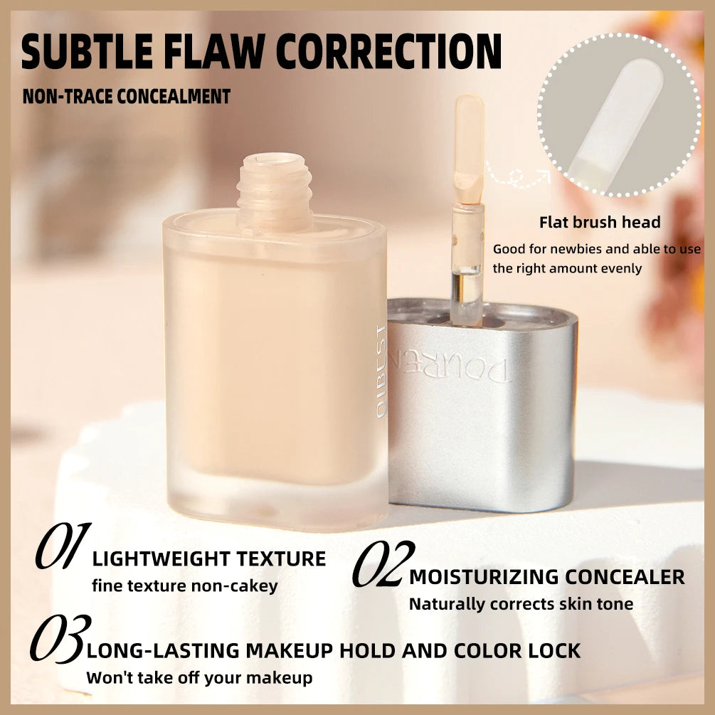 QIBEST 5ml Liquid Foundation Concealer Women Face Makeup Waterproof Oil-Control Concealer Base Cream Cover Dark Circles Cosmetic Qme