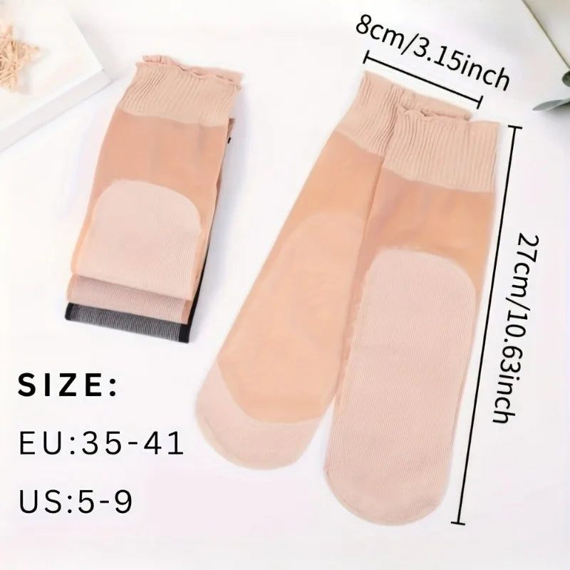 Women's Non-Binding Sheer Socks, 10 Pairs Breathable Thin Ankle Socks , Comfortable No-slip Summer Socks for Daily Wear Qme