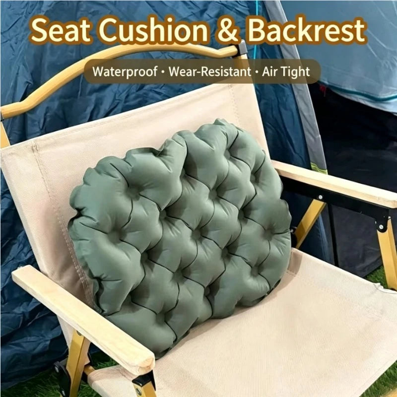Portable Inflatable Seat Cushion Lightweight Travel Air Sitting Pad Moisture and Water Resistant Camping Chair Mat for Outdoor Qme