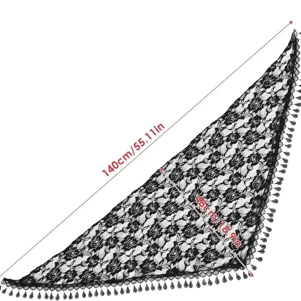 Sun Protection Lace Scarf Colorful Tassel Printed Wraps Hair Qme