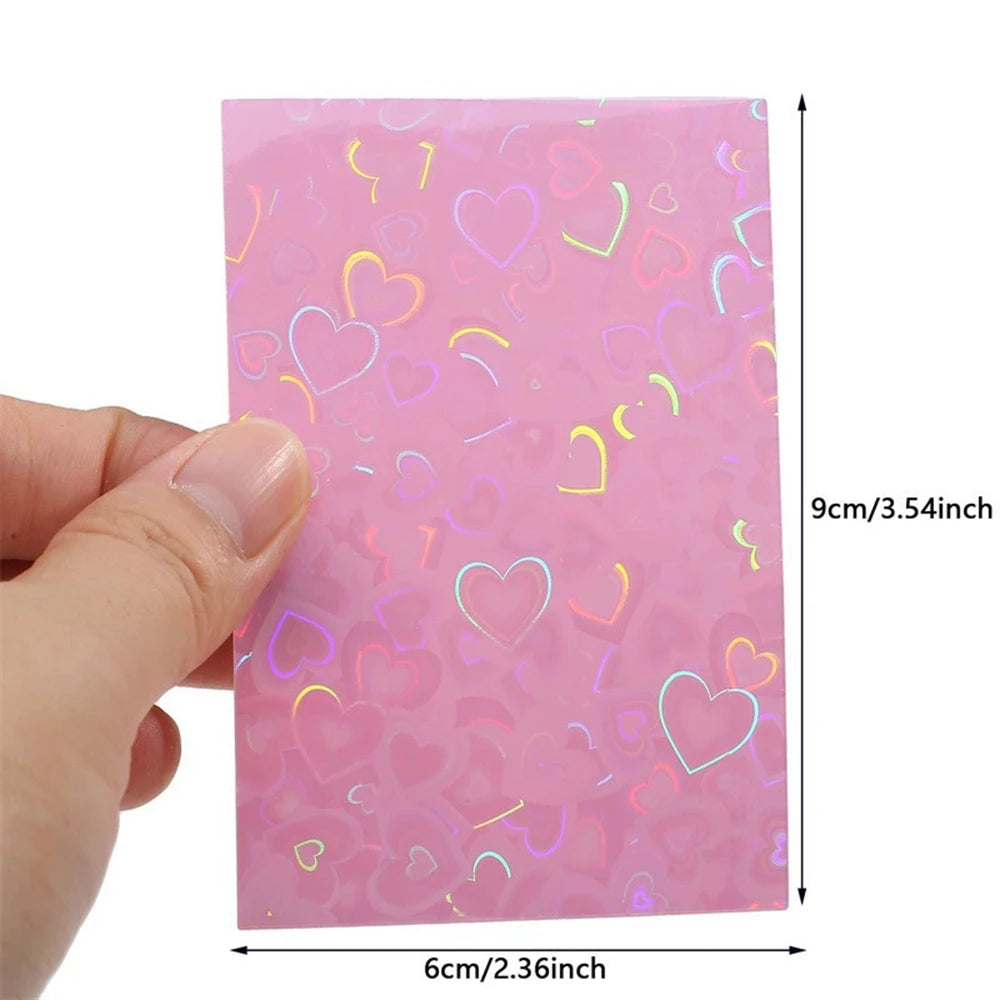 50Pcs Heart Bling Photocard Sleeves,Glitter Laser Card Protector Holder Photo Card Films Cards Protector Photo Cards Protective Qme