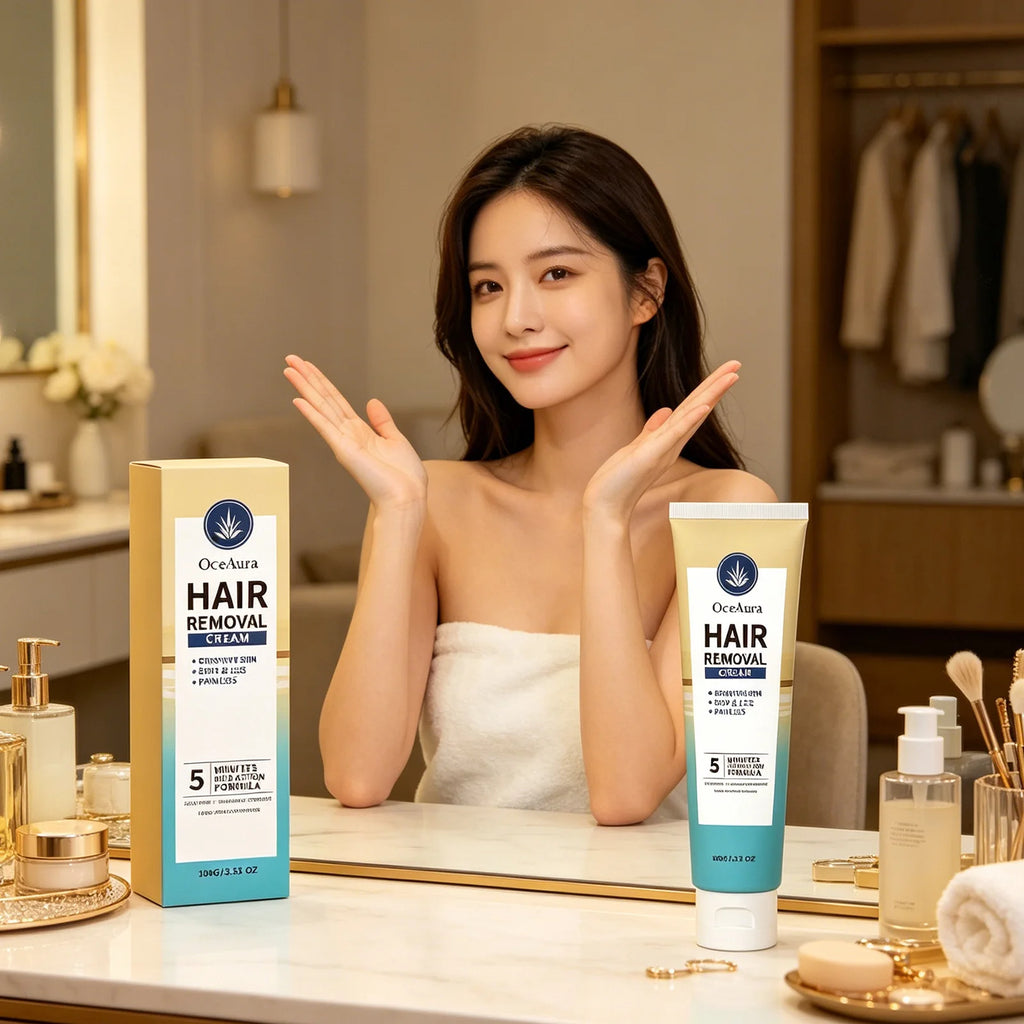 OceAura Body Hair Removal Cream for Underarm Leg Arm Hair Growth Inhibitor Painless Shea Butter Hydrating Hair Depilatory Cream Qme