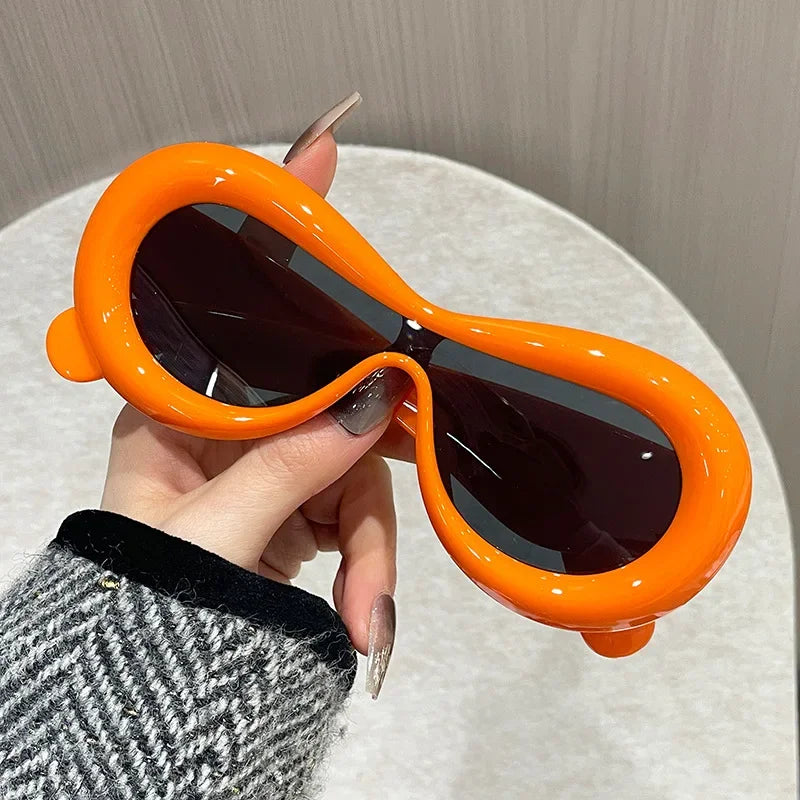 New Oval Sunglasses for Men Women Fashion Retro Brand Design Shades Eyewear Female Candy Color Goggle Sun Glasses Qme OG