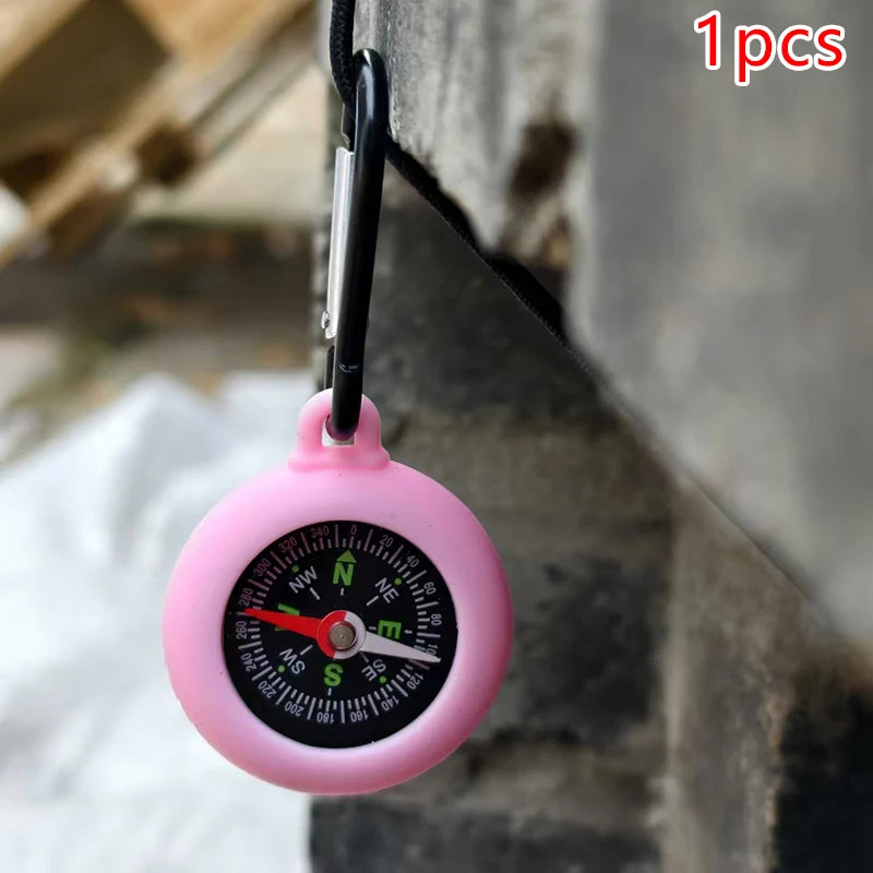 1 Bushcraft Compass Carabiner Hook Life Silicone Camping Pocket Qme 1pcs Pink