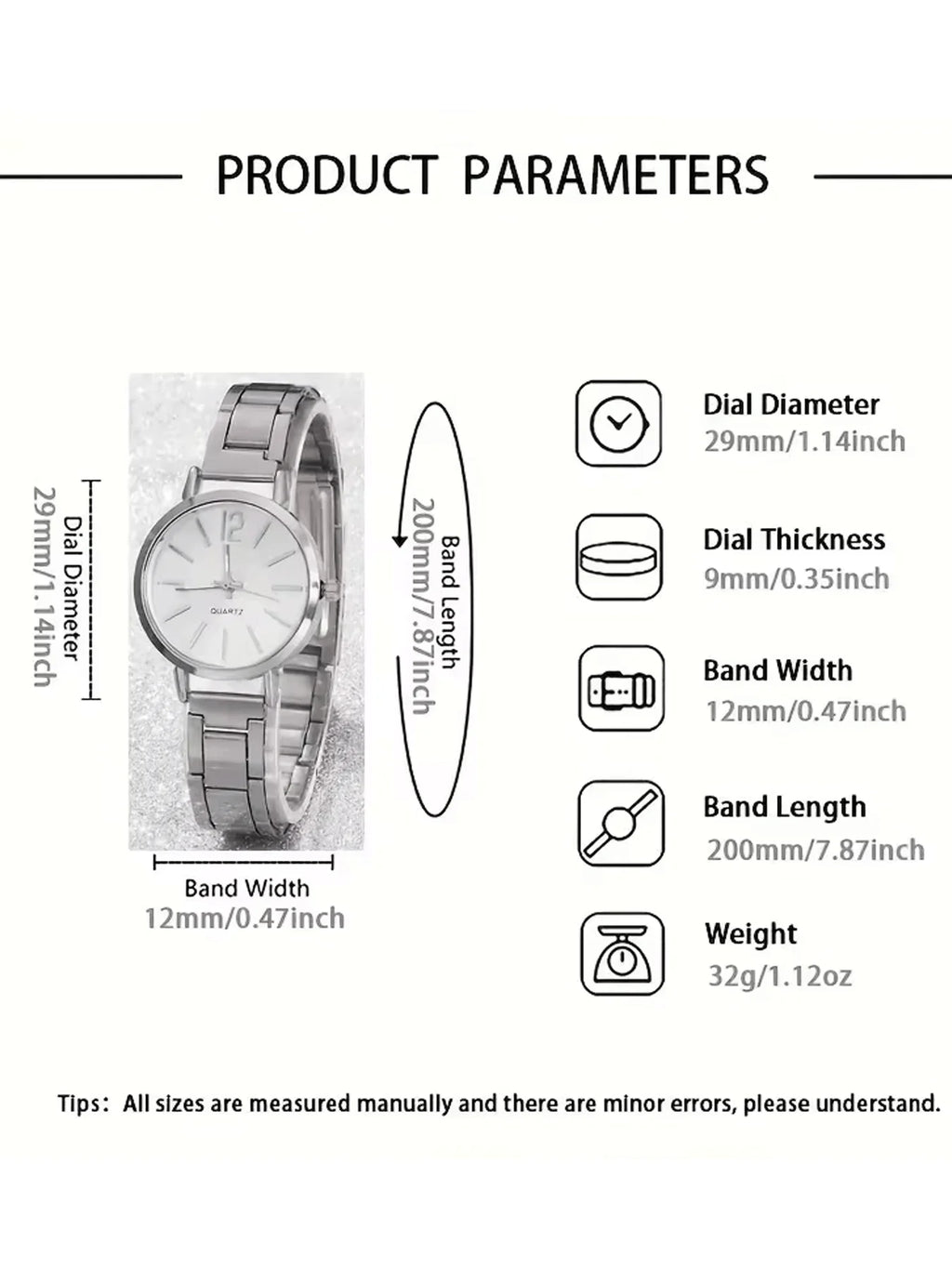 6-piece exquisite and versatile women's watch set, fashionable quartz watch, casual steel strip watch, women's watch set Qme