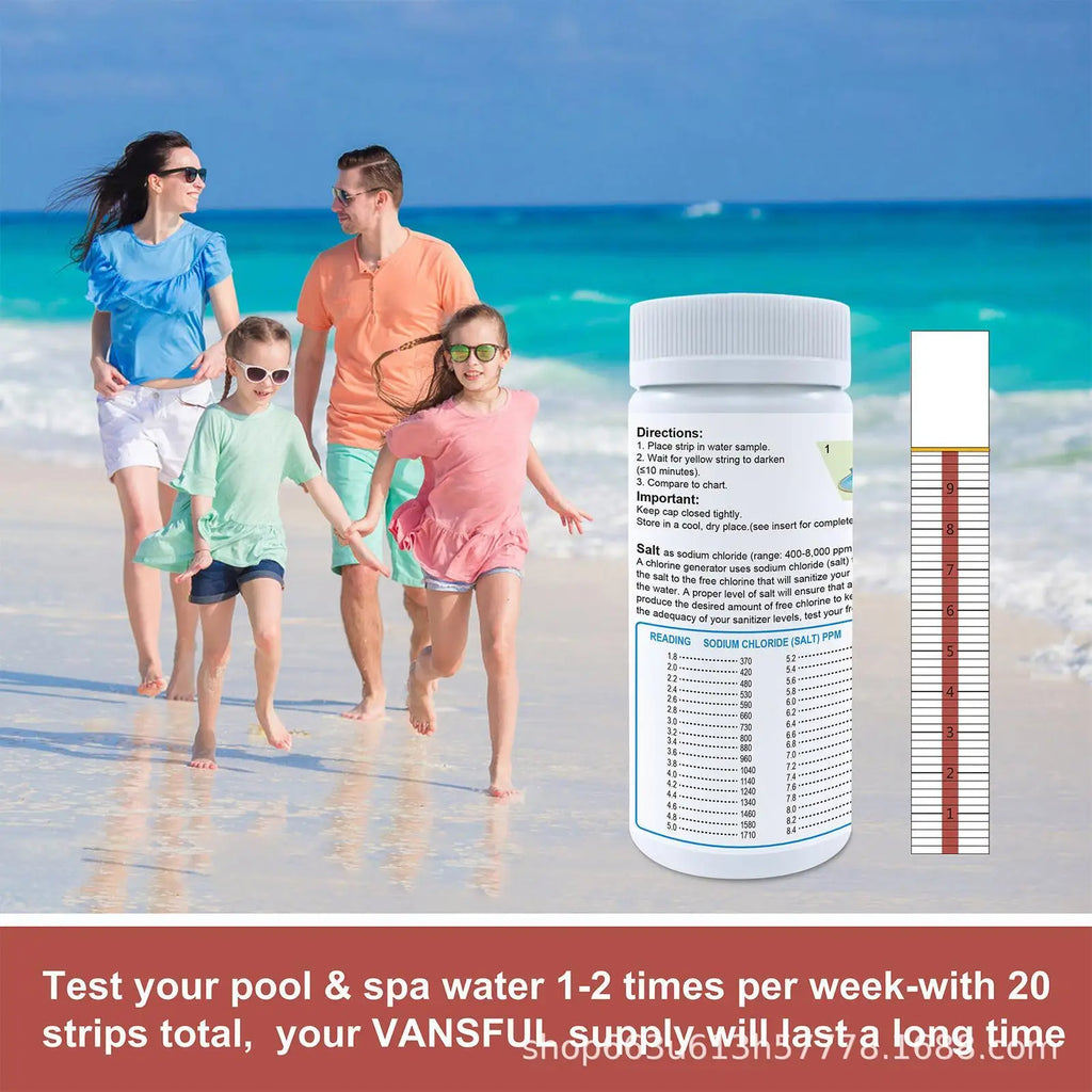 Pool Salt Test Strips Pool Saltwater Detection Paper Water Testing Supplies for Water Hot Tub Spa and Swimming Pool Qme