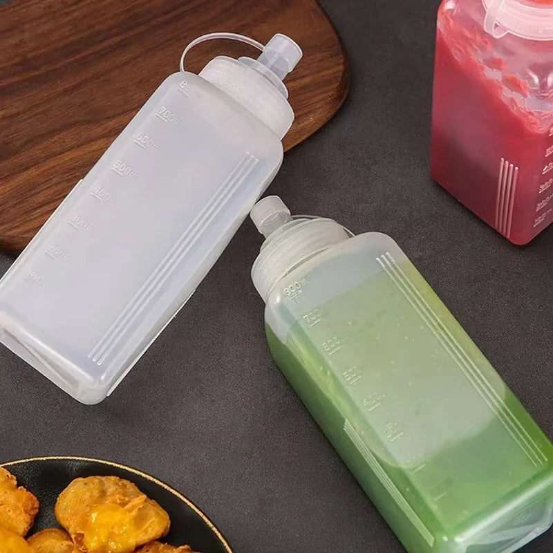Large Caliber Plastic Squeeze Sauce Bottle Jam Salad Seasoning Vinegar Ketchup Gravy Boats Kitchen Condiment Dispenser Gadgets Qme