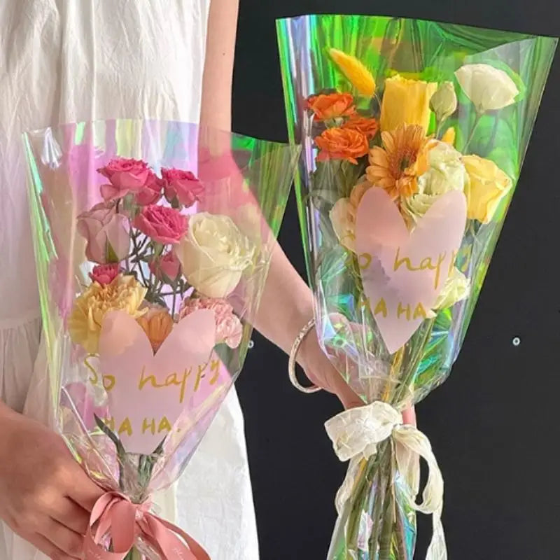 30pcs Transparent Rose Packaging Bags Flower Bouquet Plastic Bag Bouquet Wrapping Paper One Straight Bag Flower Packagin Qme