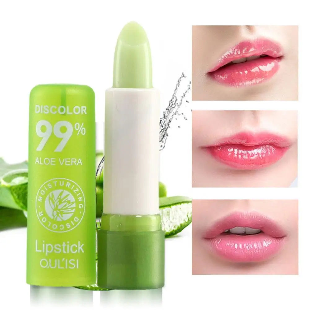 Aloe Vera Discolored Lip Balm Jelly Magic Color Changing Lipstick Girl Moisturizing Nourishing Lasting Lip Gloss Makeup Lip Care Qme Lip Stick CN