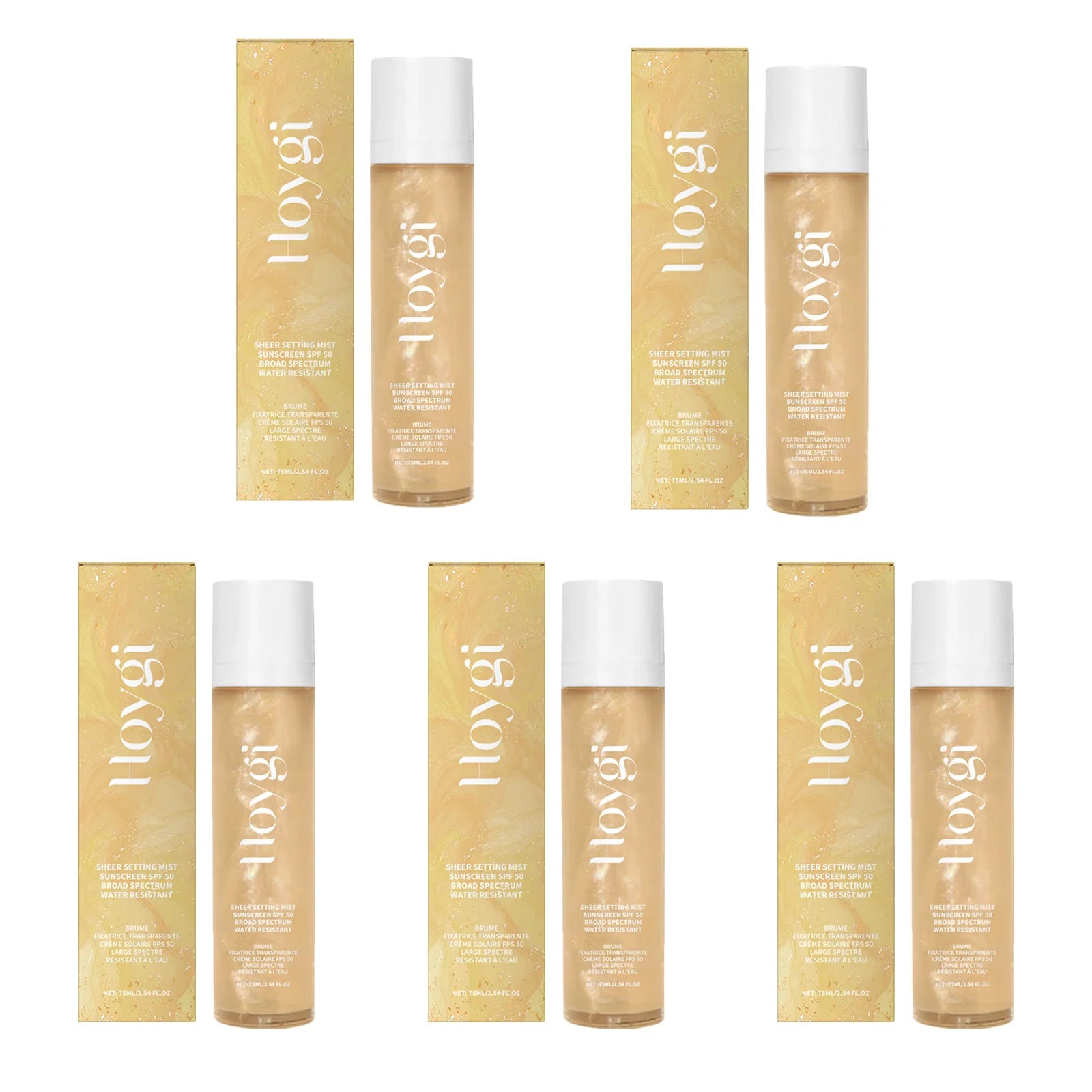Spf 50+ Makeup Setting Spray Oil Control Natural Refreshing Waterproof Lasting Makeup Fixer Sun Protection Face Mist Cosmetics Qme 5 x 75ml Boxed