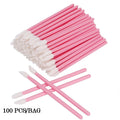 100 Disposable Eyeliner Brushes Lip Brush Covers Tool Sticks Qme pink