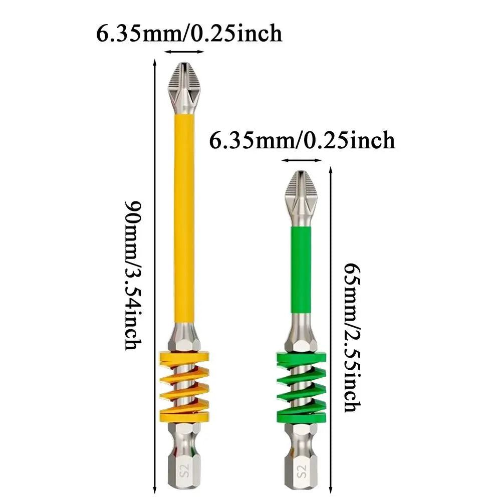 Electric Screwdriver Bits 2 Magnetic Tough Anti-slip Tips Spring Qme China Mainland 65 and 90mm