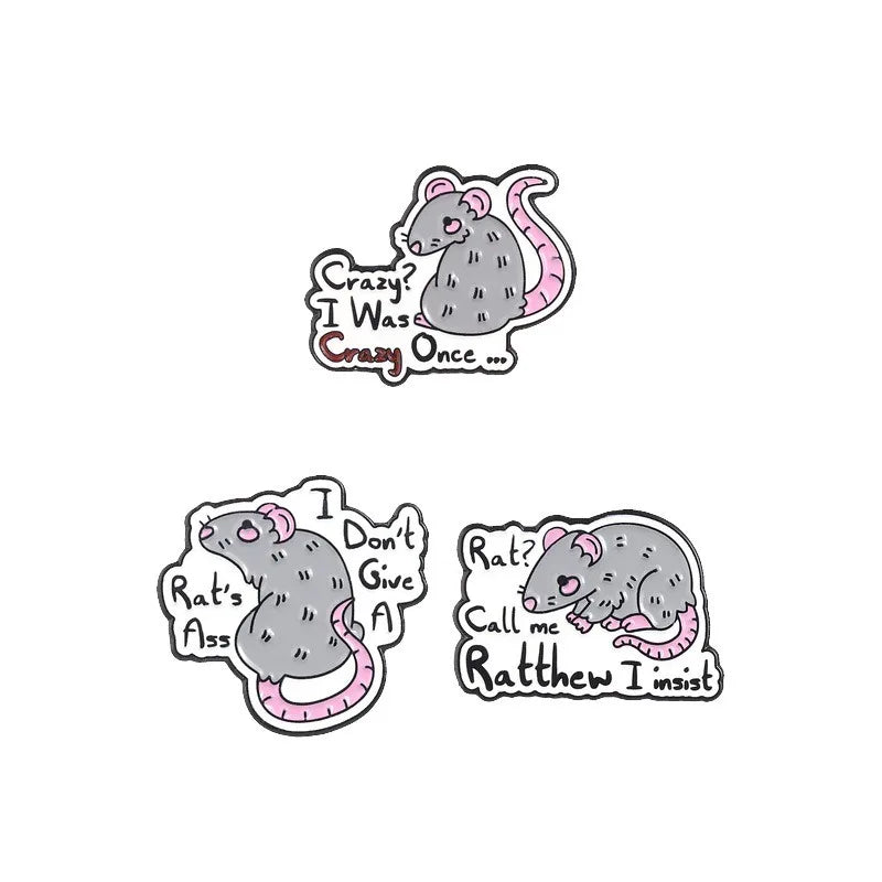 Cute Cartoon Little Mouse Enamel Pin Lovely Pet Rodent Metal Brooch For Hat Clothing Decor Collection Creative Holiday Gifts Qme style4-group