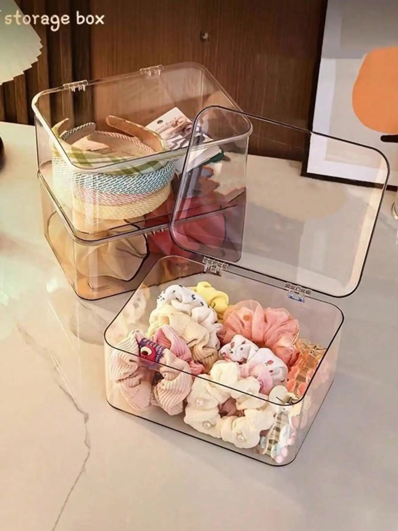 Jewelry Storage Box Flip-top Transparent Dust-proof Suitable Hair Qme