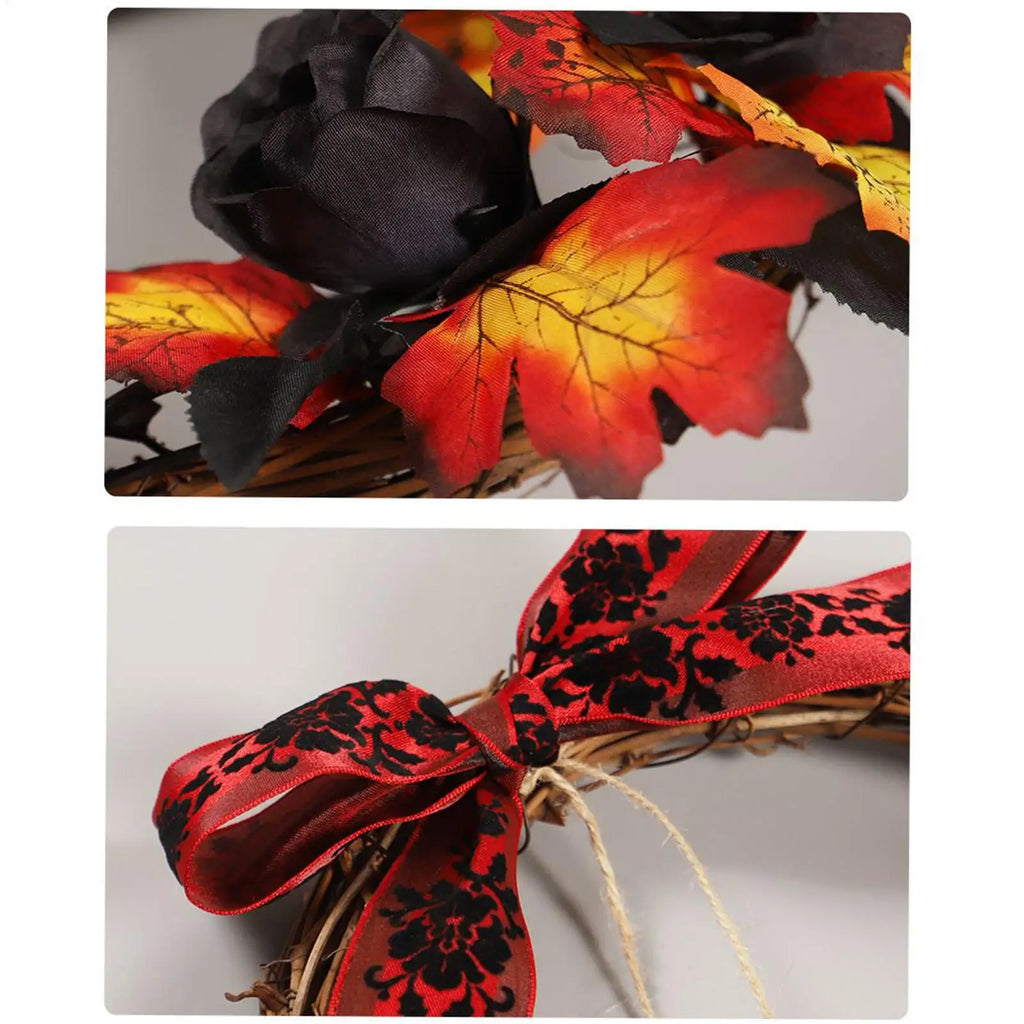 Halloween Wreaths Front Door Festival Window Garland Realistic Maple Qme