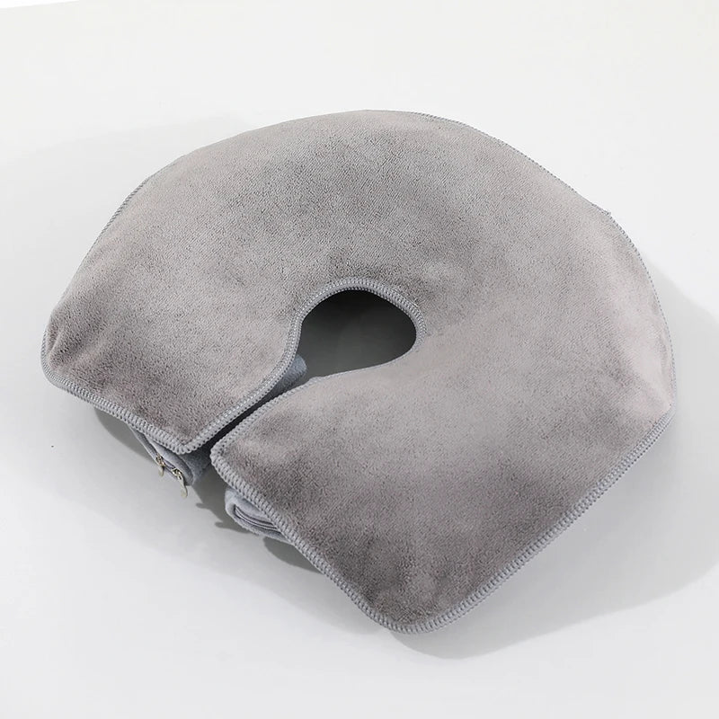 Microfiber Head Pad Towels U-shaped Facial Pillow Covers Thickened Qme Light gray