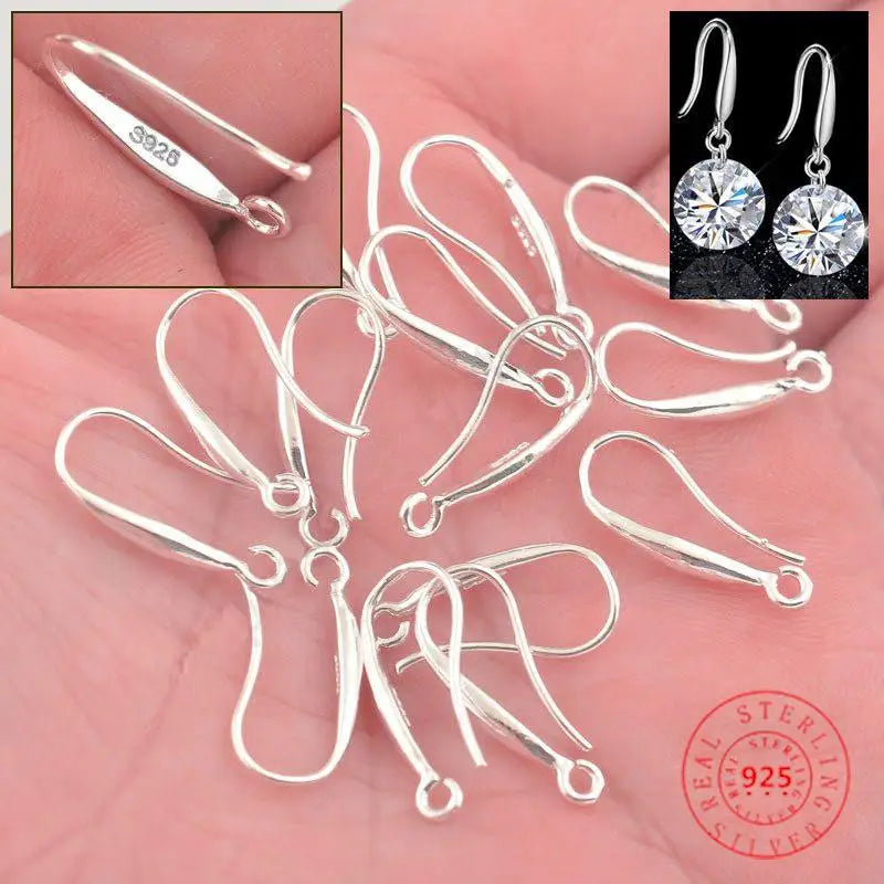 100Pcs Lot DIY Making Jewelry Earring Findings 925 Sterling Silver Stamp Ear Hook Earwires Accessory For Crystal Women's Gift Qme Default Title