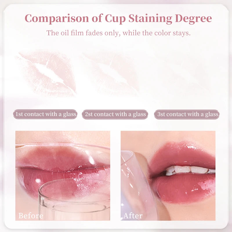 Moisturizing Mirror Lipstick, Nourishing Lip Glaze, Long-Lasting Waterproof Non-Stick Cup, Highpigment Lip Gloss,All Skin Types Qme