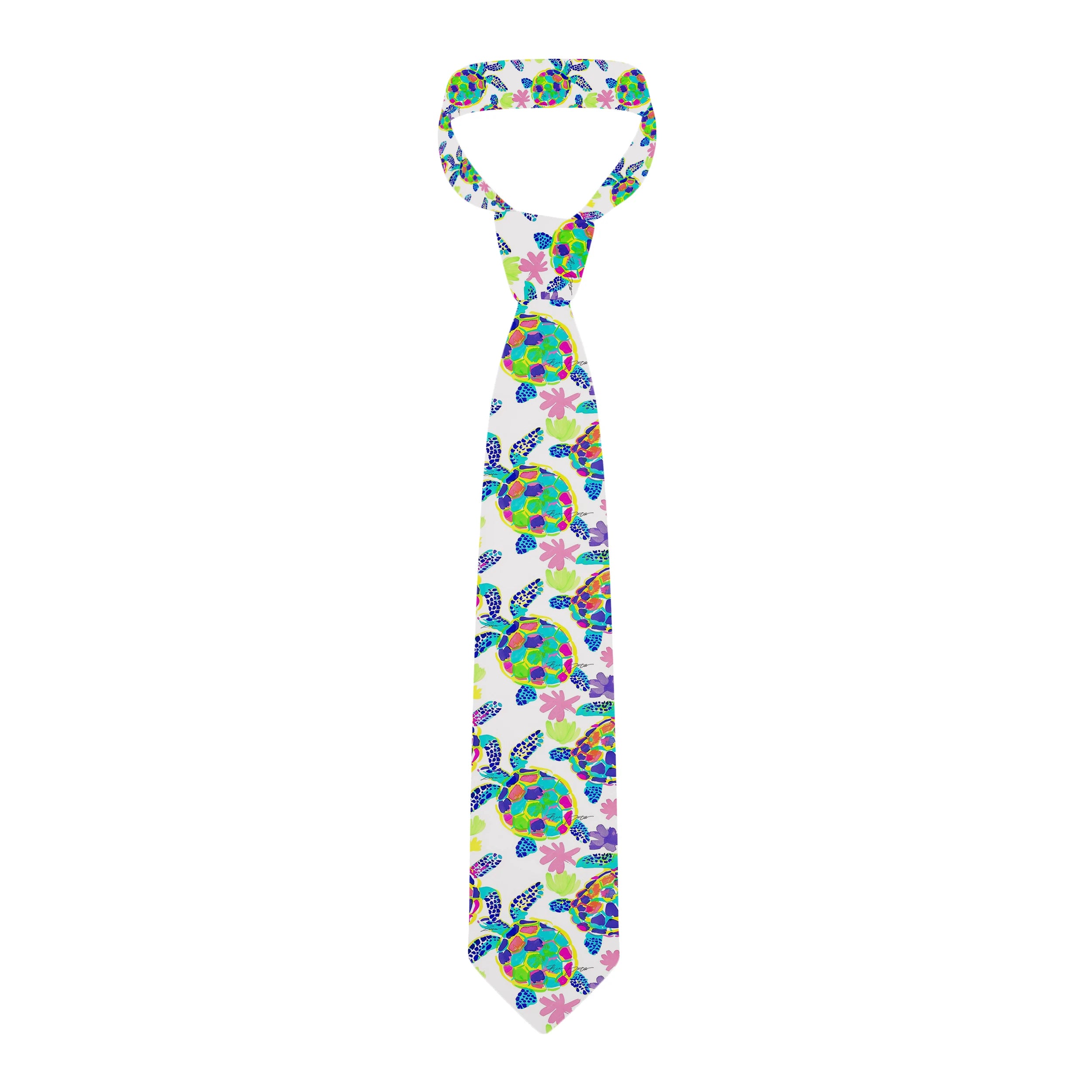Funny Cartoon Tortoise Print Tie Unisex Fashion Business Men's Casual Qme