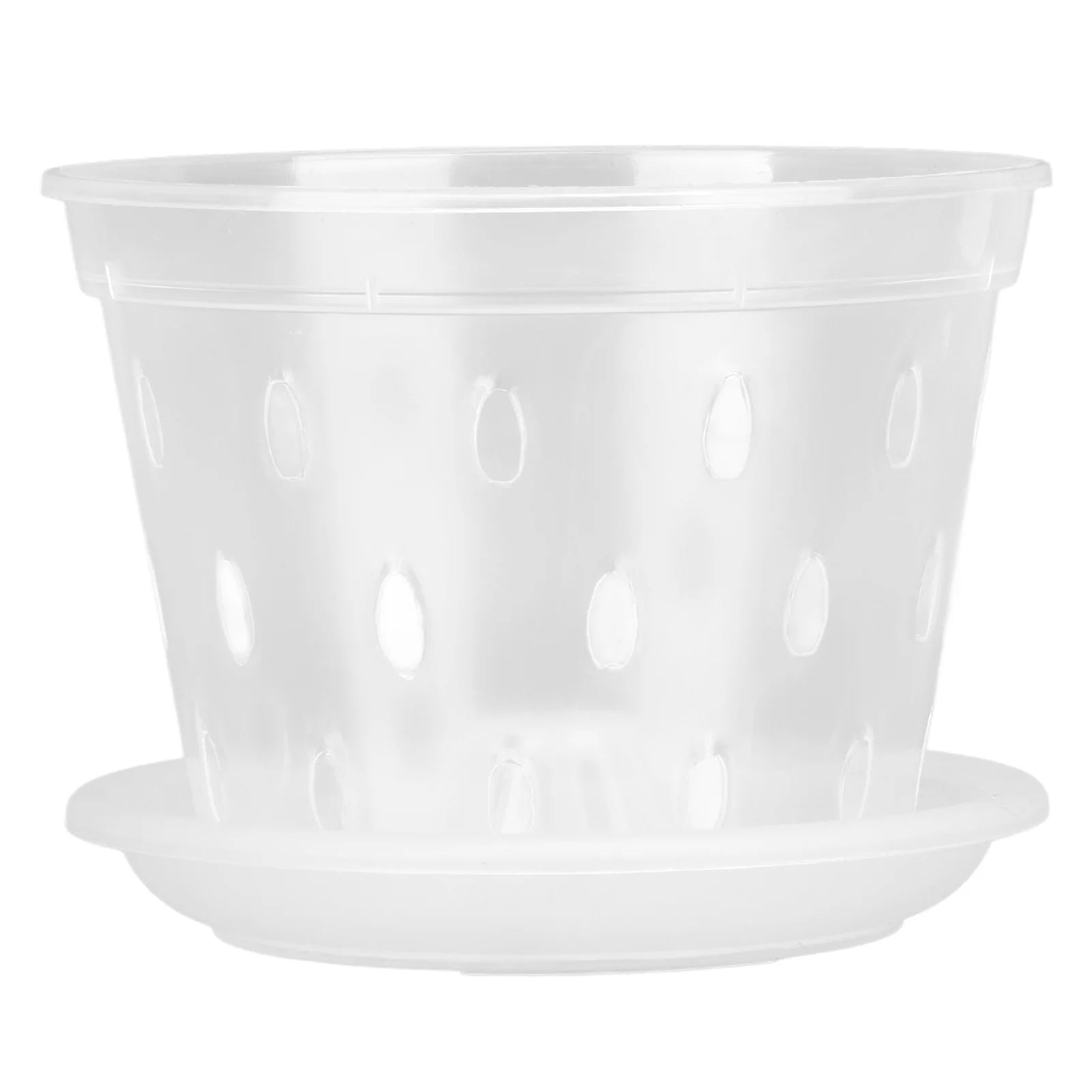 5 Sets Clear Orchid Flower Pots with Holes and Saucers Breathable Plastic Orchid Planter Root Control Plant Growing Pots Qme