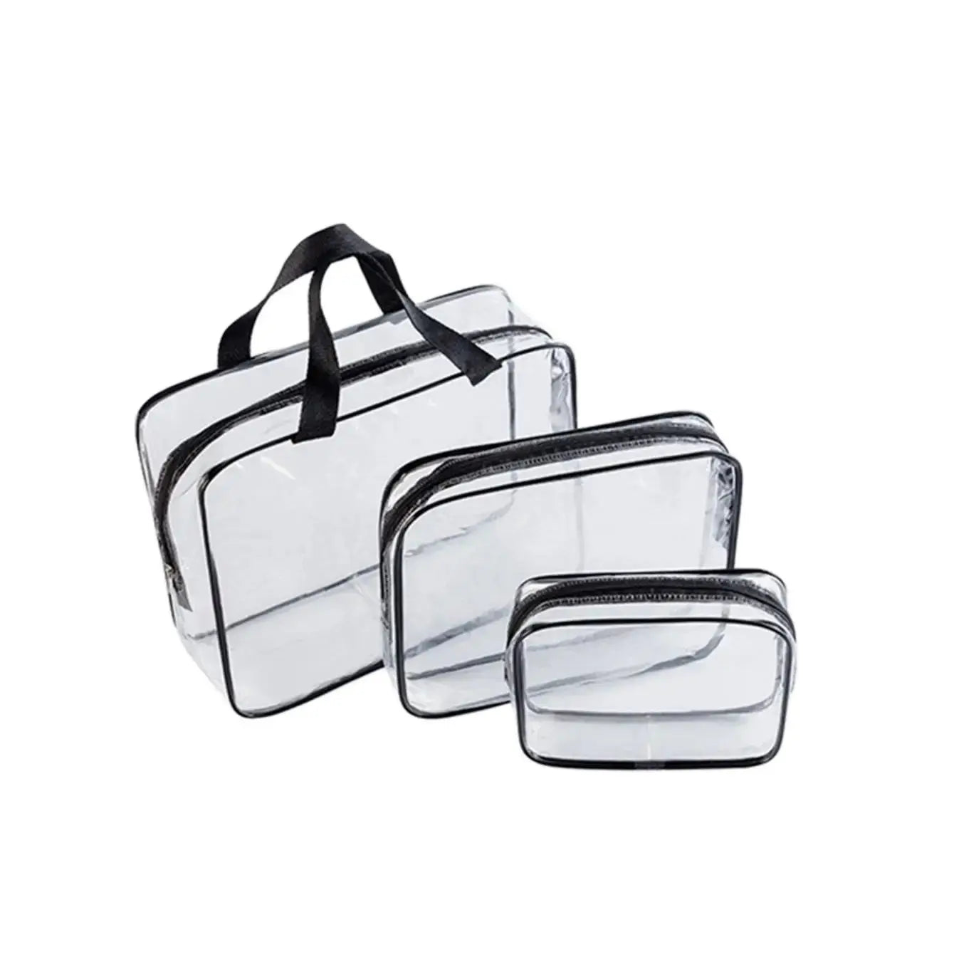 Travel Bag Pvc Transparent Waterproof Portable Makeup Bag, Suitable For Business Trips Toiletries Cosmetics Storage Qme black S