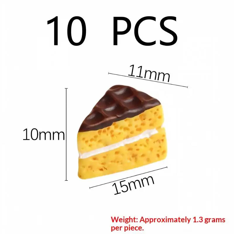 10Pcs Resin Mini Cake Kawaii Fake Food Miniature Embellishments For Craft Cell Phone Cover Decor Accessories Qme A8