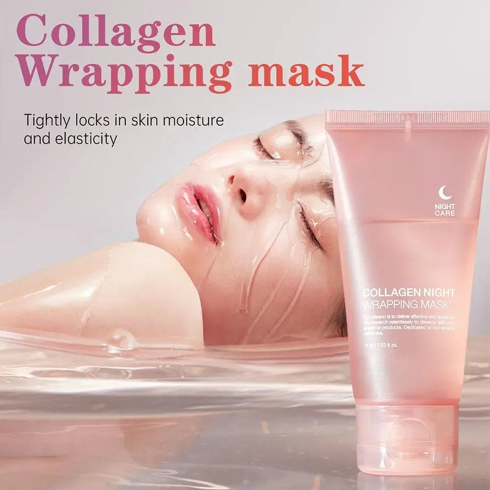 Hydrolyzed Collagen Overnight Facial Mask Wrapping Peel-Off Mask Hydrating Firming Mask for Elasticity Reduces Sagging Dullness Qme