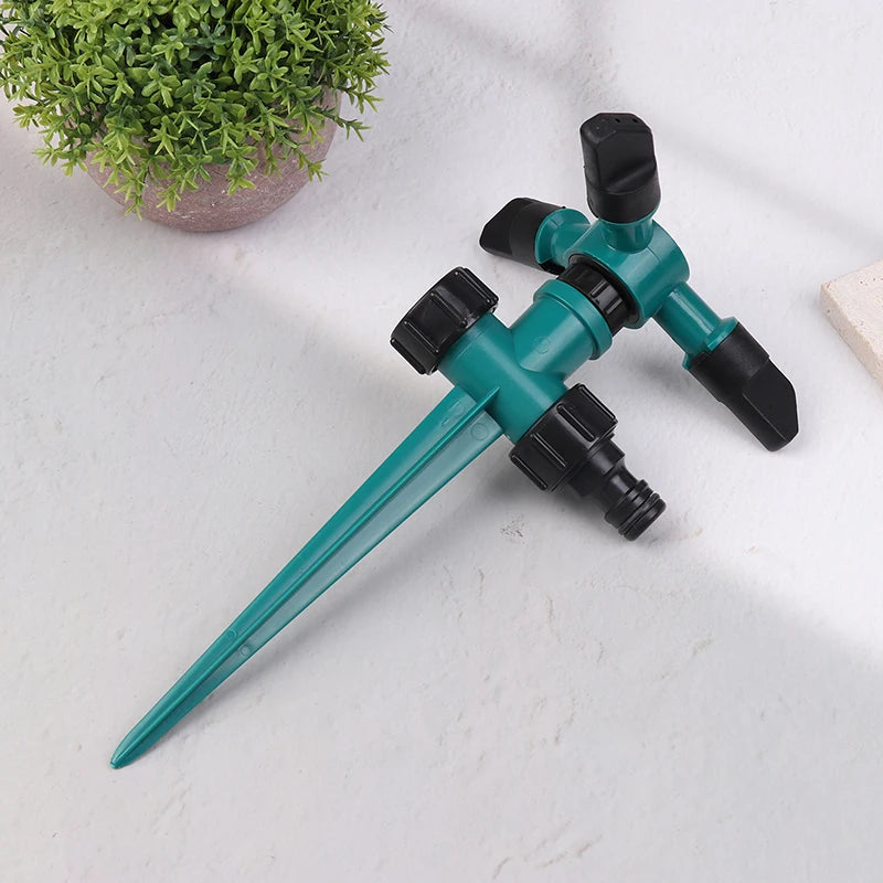 Garden Sprinkler Ground Inserted Rotating Lawn Sprinkler For Yard 360-Degree Automatic Rotating Three-Fork Irrigation Sprinkler. Qme