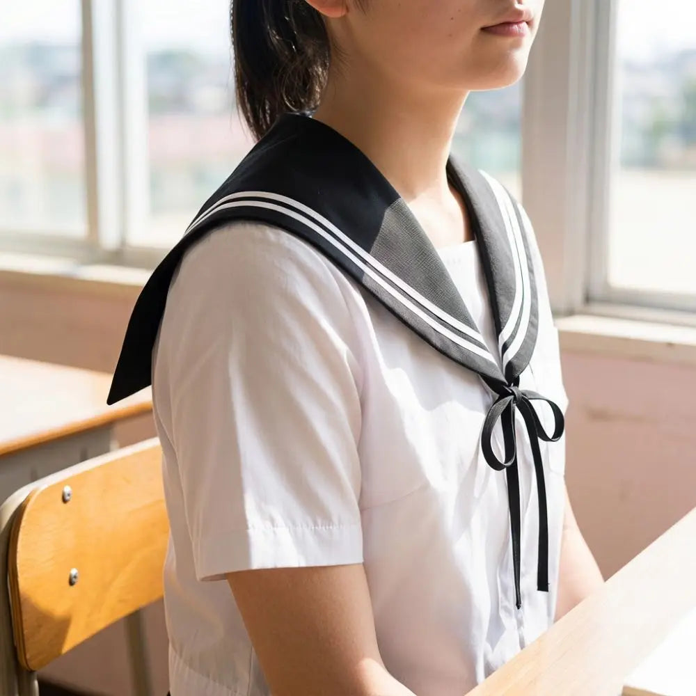 Elegant Cape Striped Sailor Fake Collar Black Cloak Blouse False Collars Korean Style Academy Style Detachable Collar Female Qme