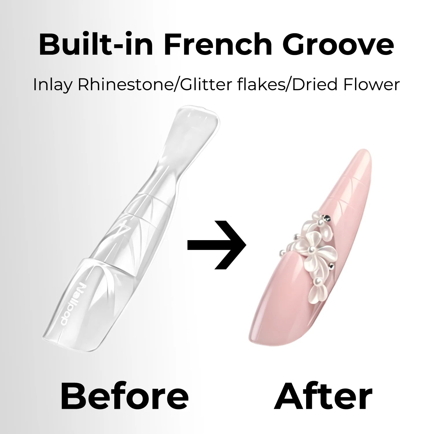 Nailpop 3D Ladder French Nail Exclusive Art Builder Molds Oval Clear Qme