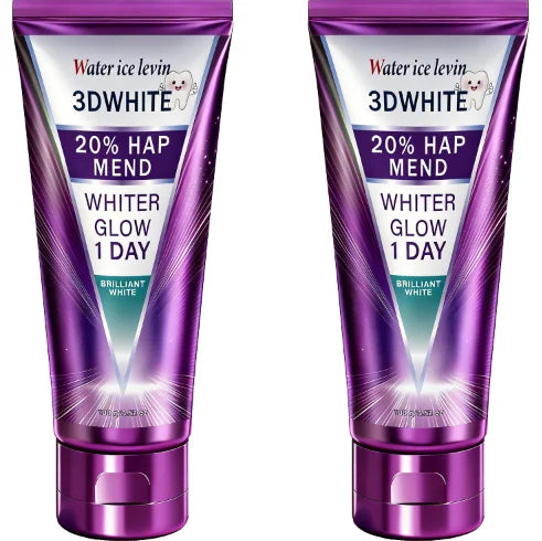 20% HAP 3D White Toothpaste - 1 Day Whiter Teeth, Deep Stain Remover, Cool Menthol for Fresh Breath & Strong Enamel Qme WHITE