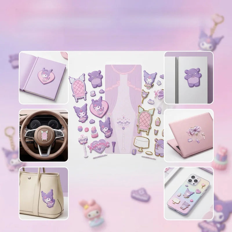 Hello Kitty Kuromi Cartoon Crystal Stickers Student 3D Embossed Qme