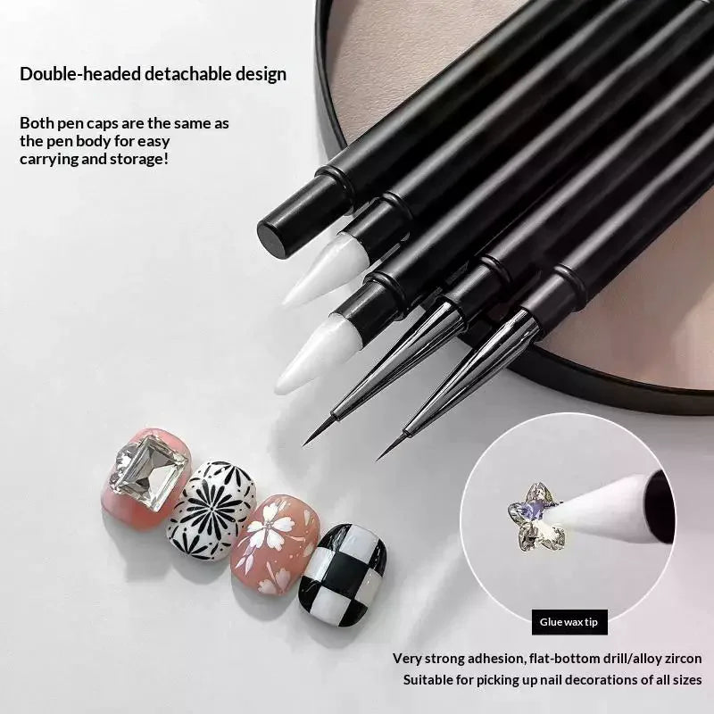 Dual Head Nail Art Silicone Brush Plastic Drill Pen Easy Operation Qme