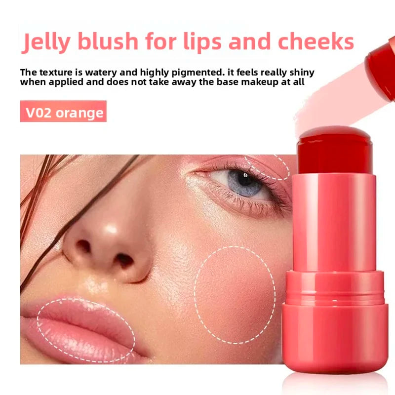 4 Colors Jelly Blush Stick Lip Balm Eyeshadow 3-in-1 Multi-use Matte Qme 02