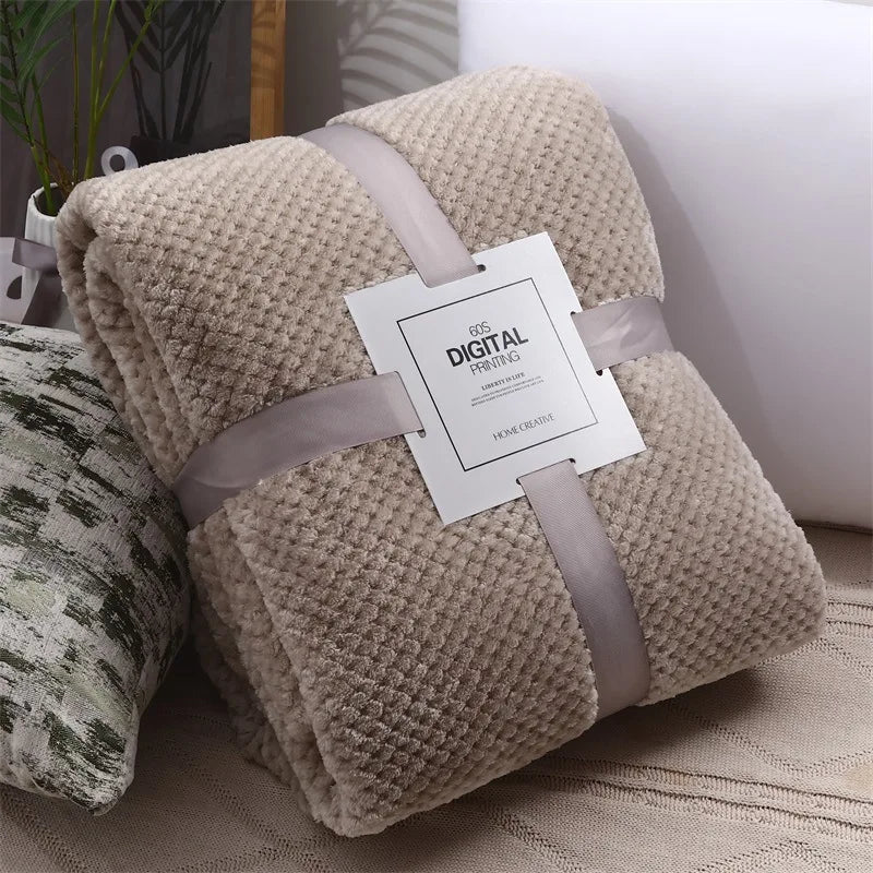 1 solid color flannel blanket, coral fleece sofa cover blanket, air conditioning blanket, nap blanket Qme Light Grey 100x150cm