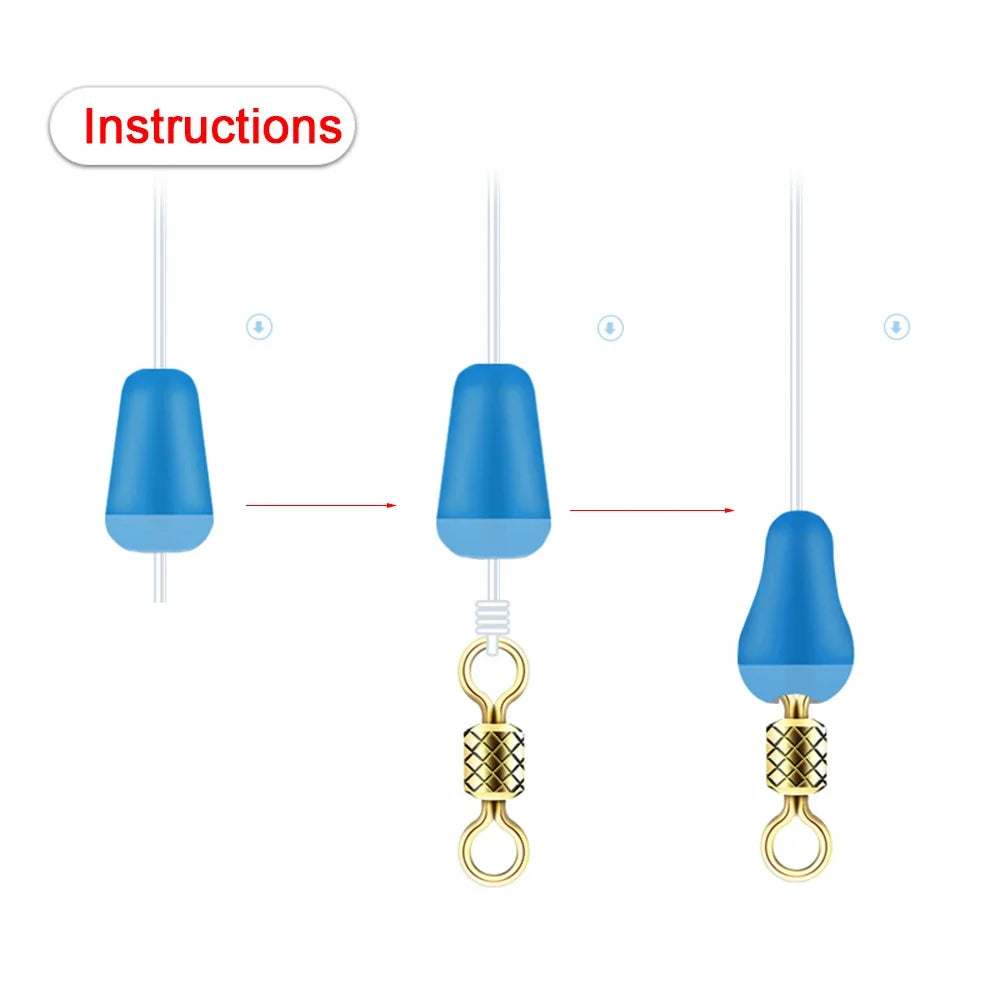 100pcs/lot Anti-tangling Rubber Fishing Float Blue Oval Stopper Fishing Float Space Beans SeaTool Fishing Bobber Accessories Qme