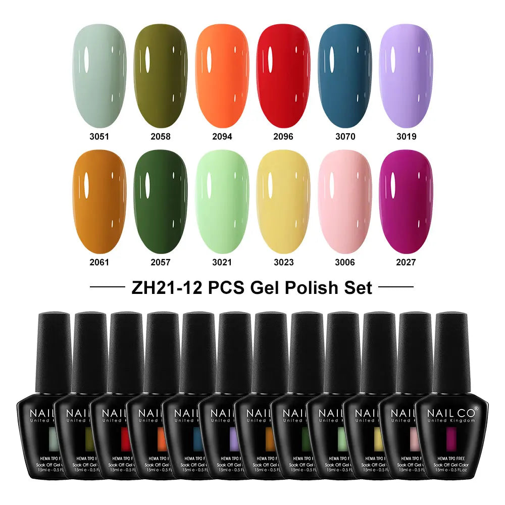 NAILCO Summer Macaroon Gel Nail Polish Semi Permanent UV Soak Off Art Qme NC-12H-ZH21