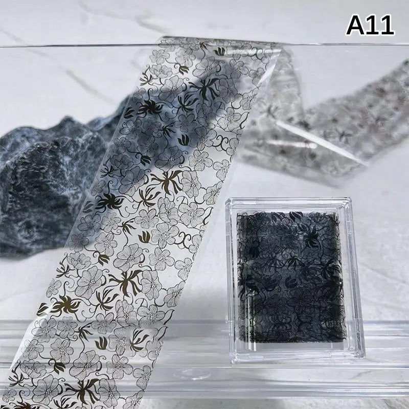 Flower Nail Transfer Foil Rose Floral Art Sticker Paper DIY Manicure Qme A11