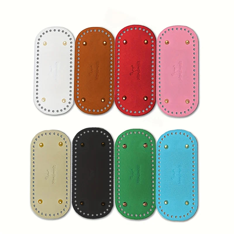 Oval PU Leather Bag Base for Crochet Knitting - DIY Handbag Bottom Plate with Holes Qme