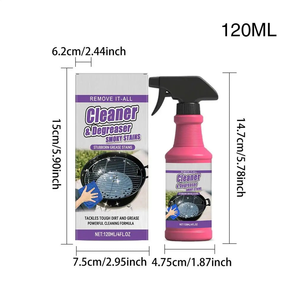 NEW Grill Degreaser Spray 120ml Stove Top Cleaner Degreaser Heavy Duty Oven Cleanser Food Spills Remover For Pot Iron Plate Dish Qme 120ml